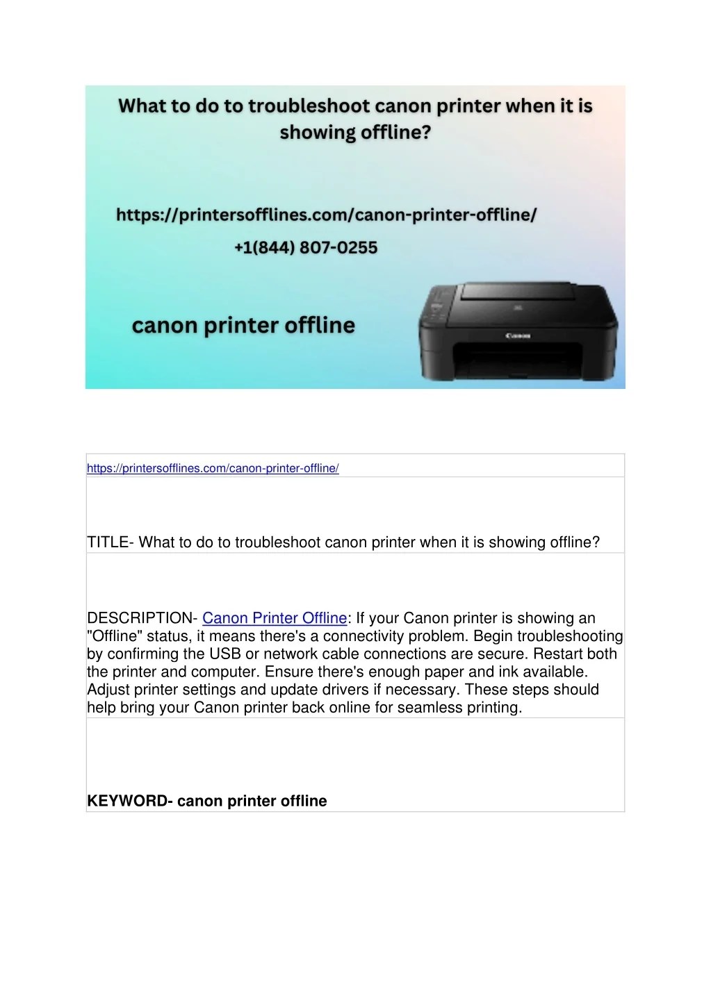 PPT What to do to troubleshoot canon printer when it is showing offline? PowerPoint