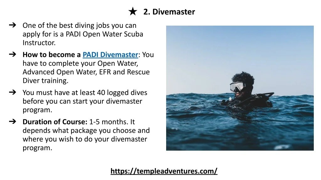 PPT Scuba Diving Jobs PADI PROS Temple Adventures PowerPoint