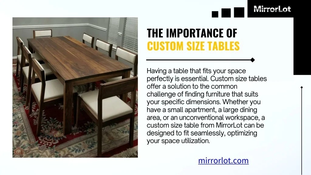 PPT Experience the benefits of having a custom size table that fits your space PowerPoint