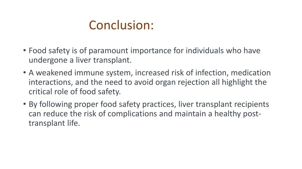 PPT The Importance of Food Safety for Liver Transplant Recipients