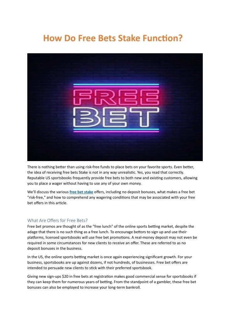 PPT Free Bet Stake PowerPoint Presentation, free download ID12235743