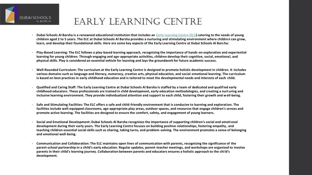 PPT EARLY LEARNING CENTRE PowerPoint Presentation, free download ID