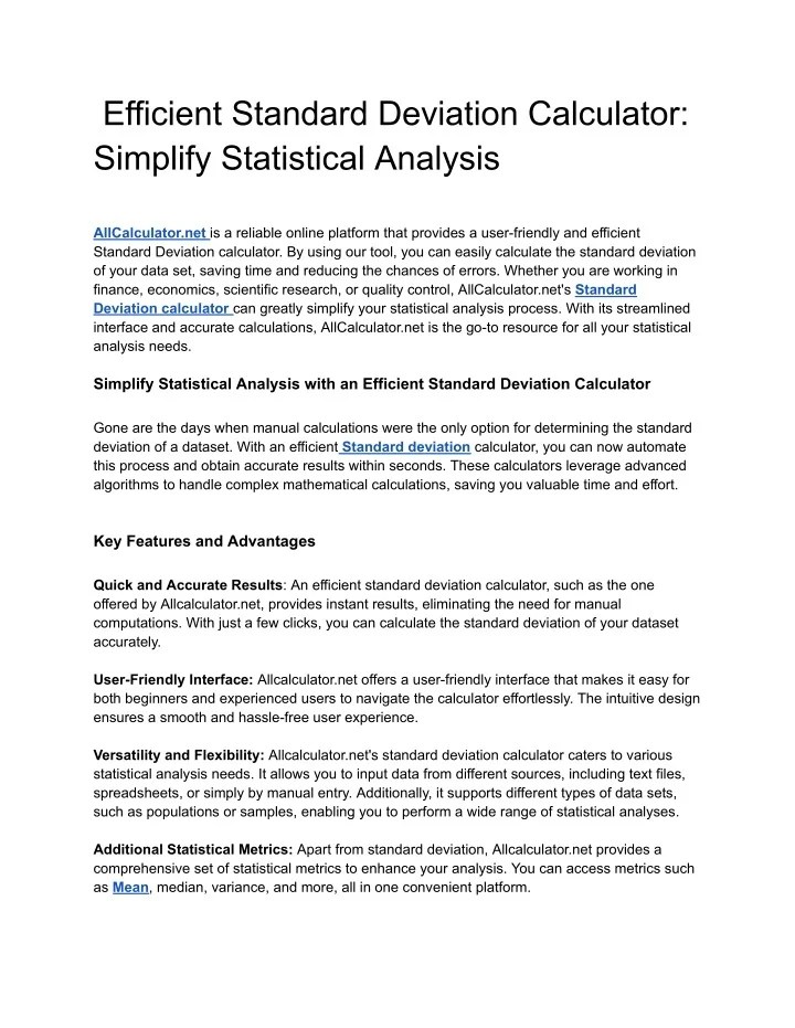 PPT Efficient Standard Deviation Calculator_ Simplify Statistical