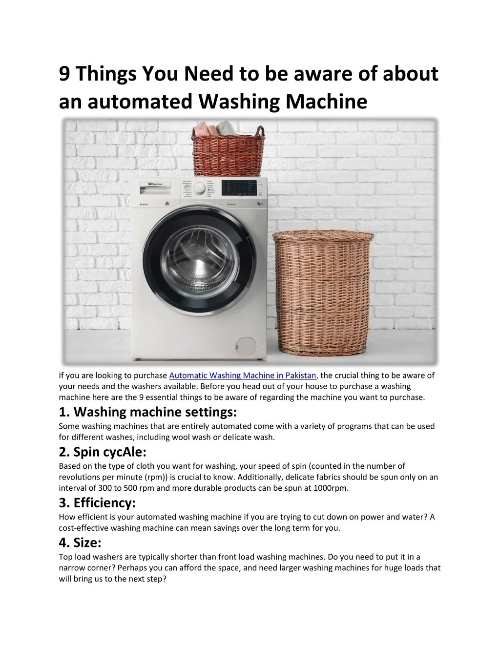 PPT 9 Things You Need to be aware of about an automated Washing