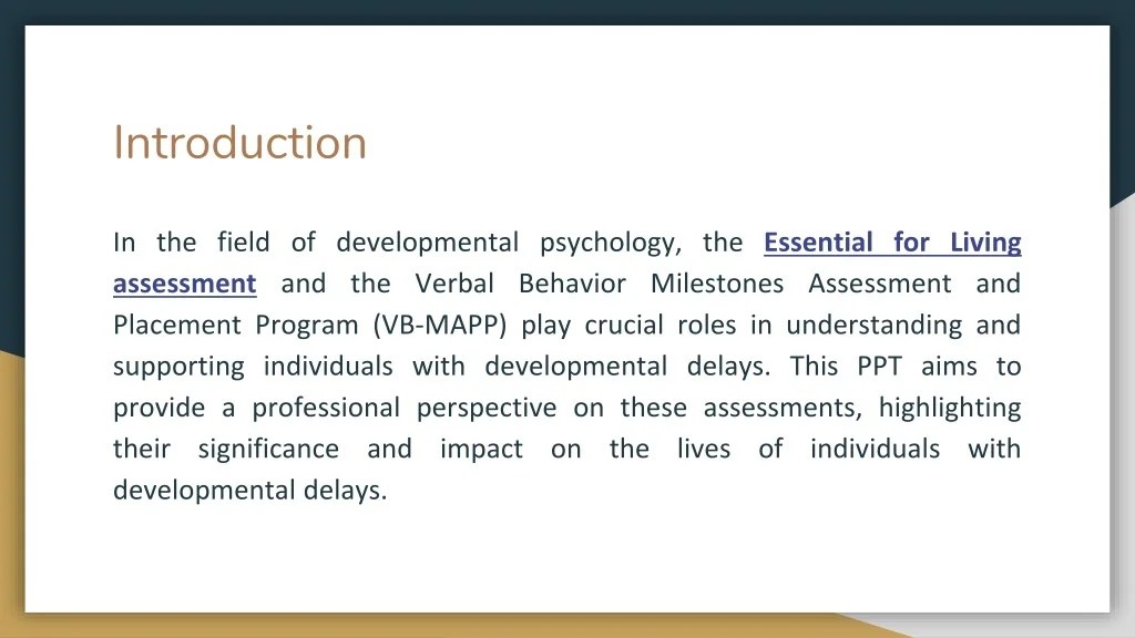 PPT Essential for Living Assessment and VBMAPP PowerPoint