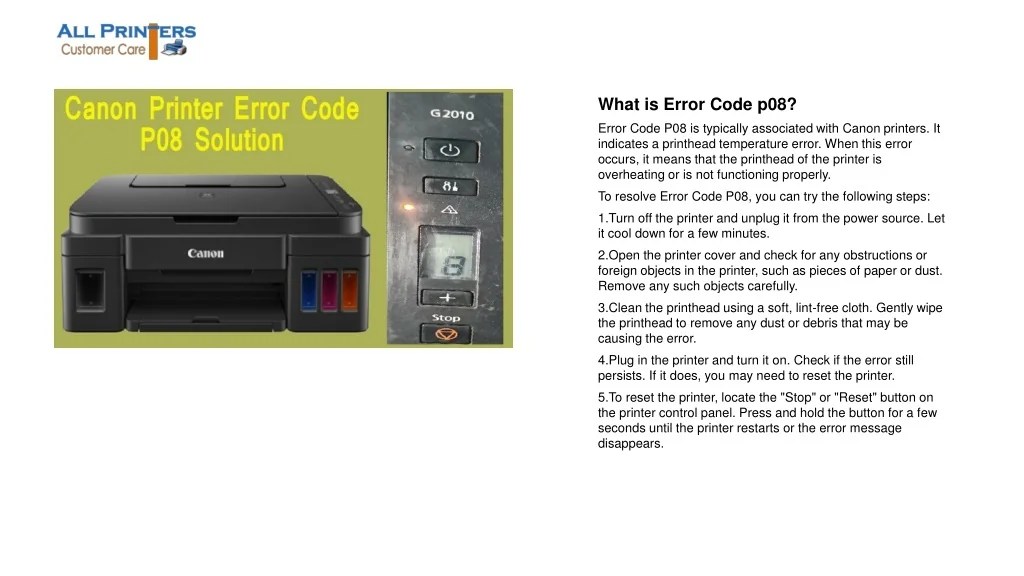 PPT Steps to Fix Canon Printer Error Code p08 PowerPoint Presentation