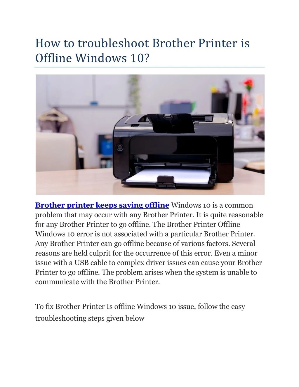 PPT How to troubleshoot Brother Printer is Offline Windows 10
