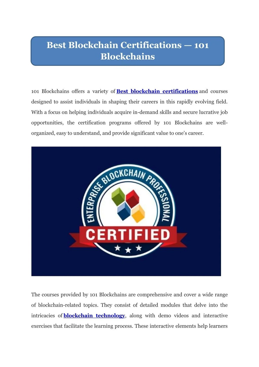 PPT Best Blockchain Certifications — 101 Blockchains PowerPoint