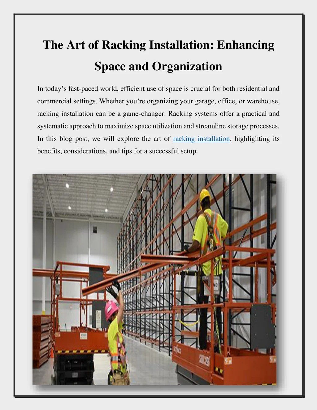 PPT The Art of Racking Installation Enhancing Space and Organization