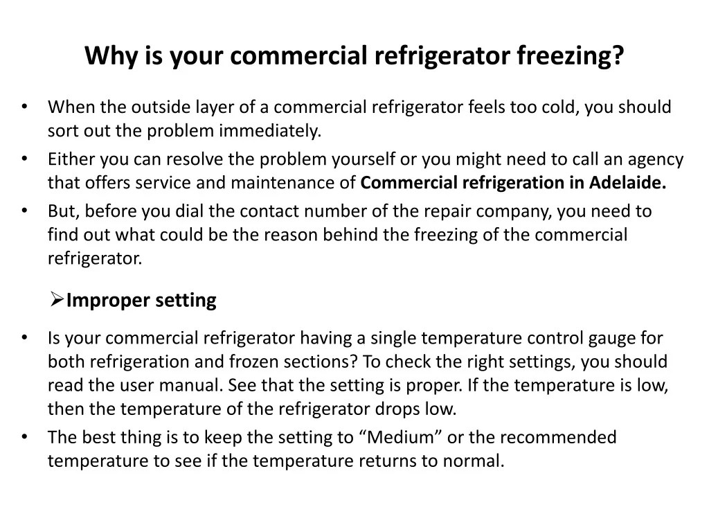 PPT Why does my commercial fridge get too cold? PowerPoint