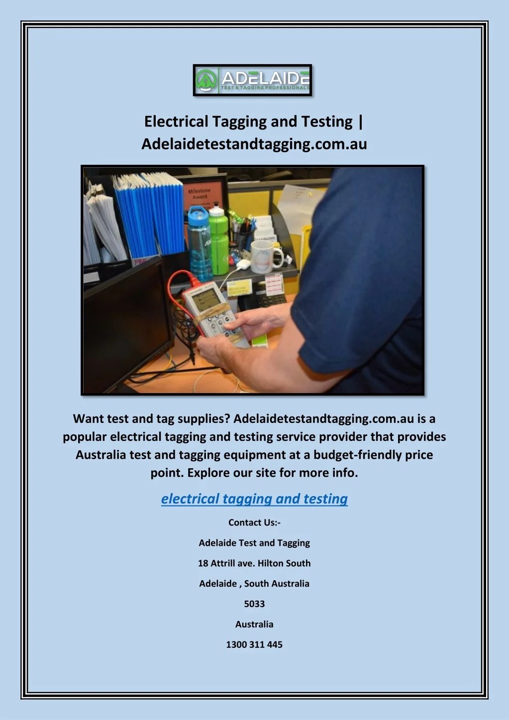 PPT Electrical Tagging and Testing PowerPoint Presentation