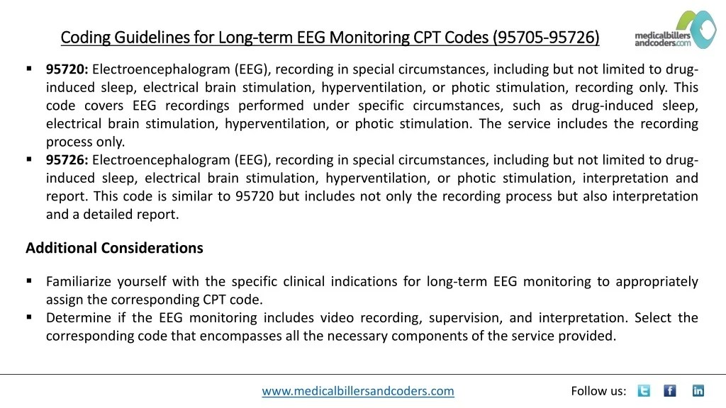 PPT Coding Guidelines for Longterm EEG Monitoring CPT Codes (95705