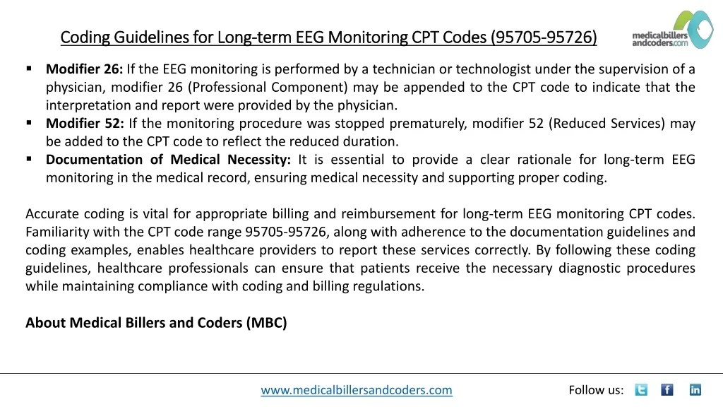 PPT Coding Guidelines for Longterm EEG Monitoring CPT Codes (95705