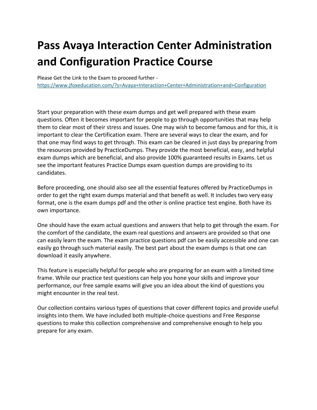PPT - Pass Avaya Interaction Center Administration and Configuration