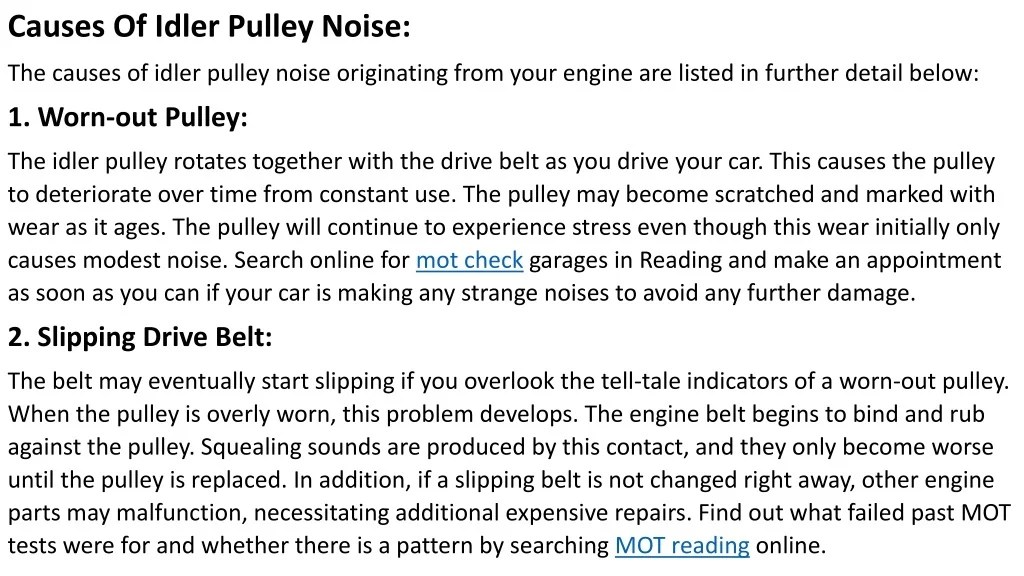 PPT What Are Three Main Reasons of Idler Pulley PowerPoint