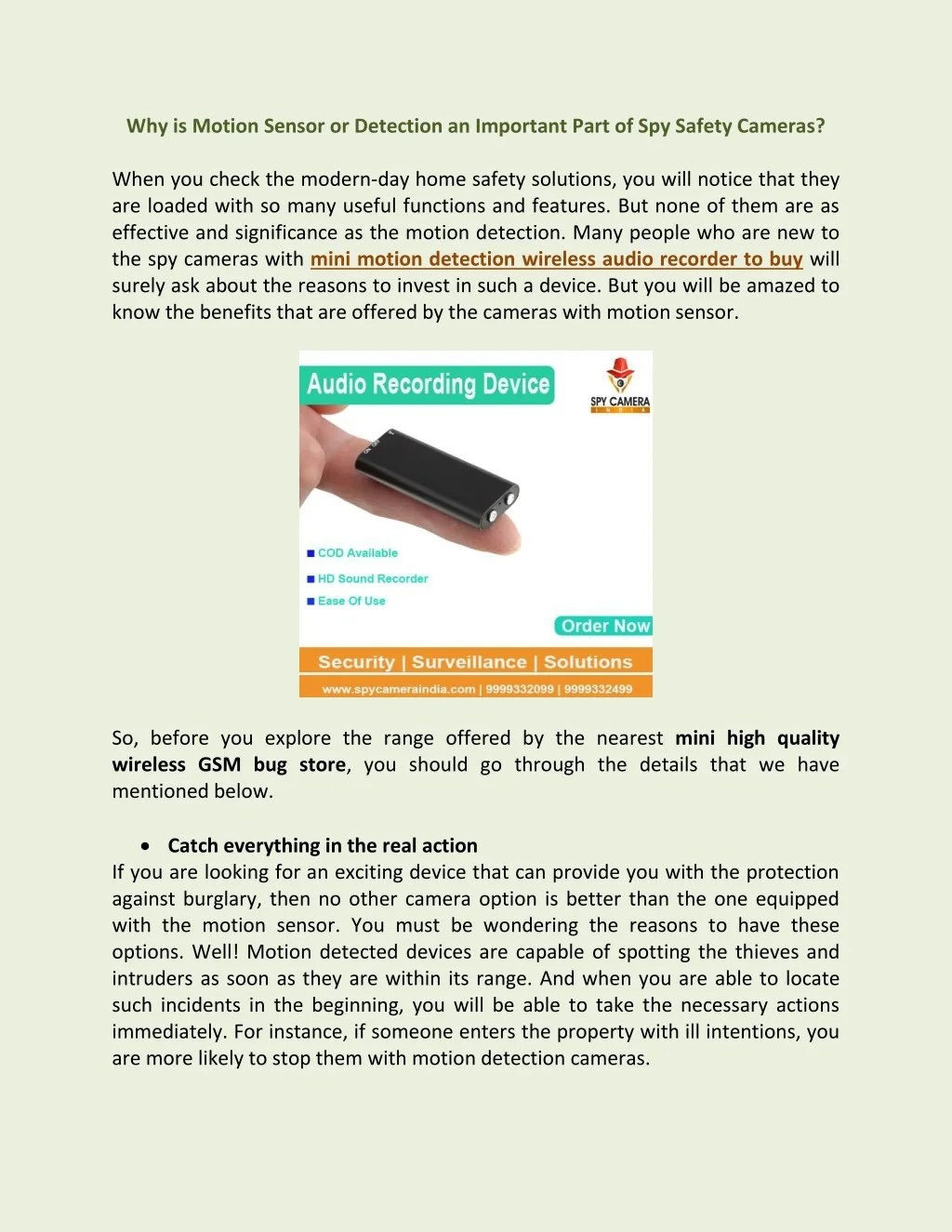 PPT Why is Motion Sensor or Detection an Important Part of Spy Safety