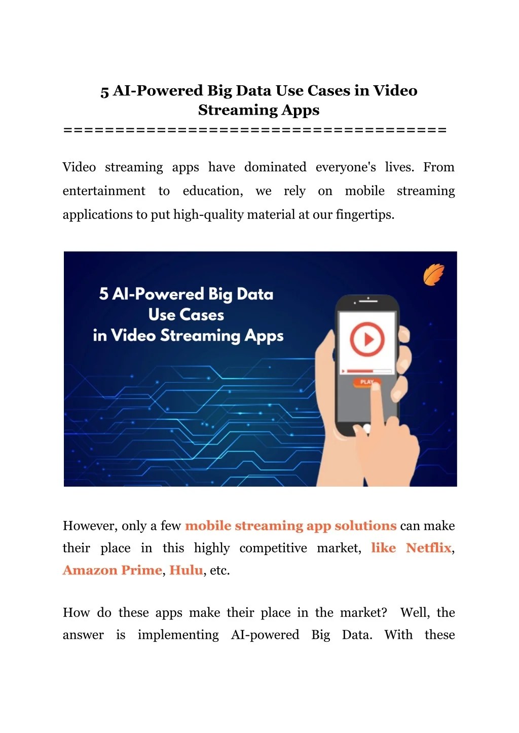 PPT 5 AIPowered Big Data Use Cases in Video Streaming Apps