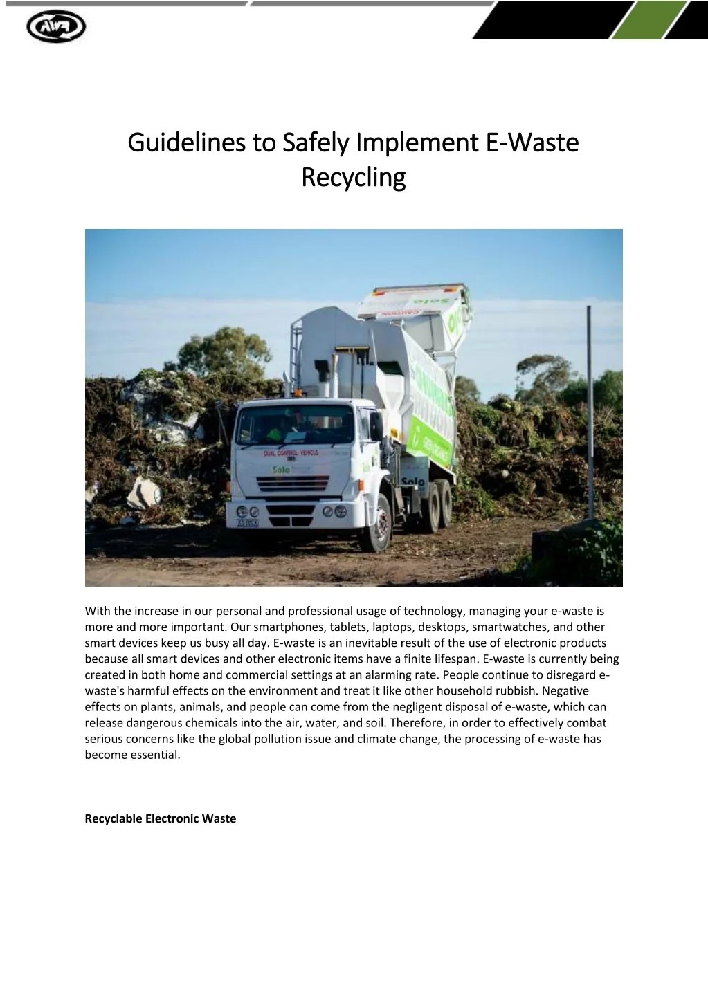 PPT Guidelines to Safely Implement EWaste Recycling PowerPoint