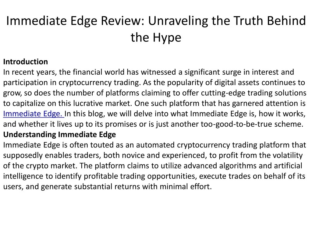 PPT Immediate Edge Review Unraveling the Truth Behind the Hype(03)