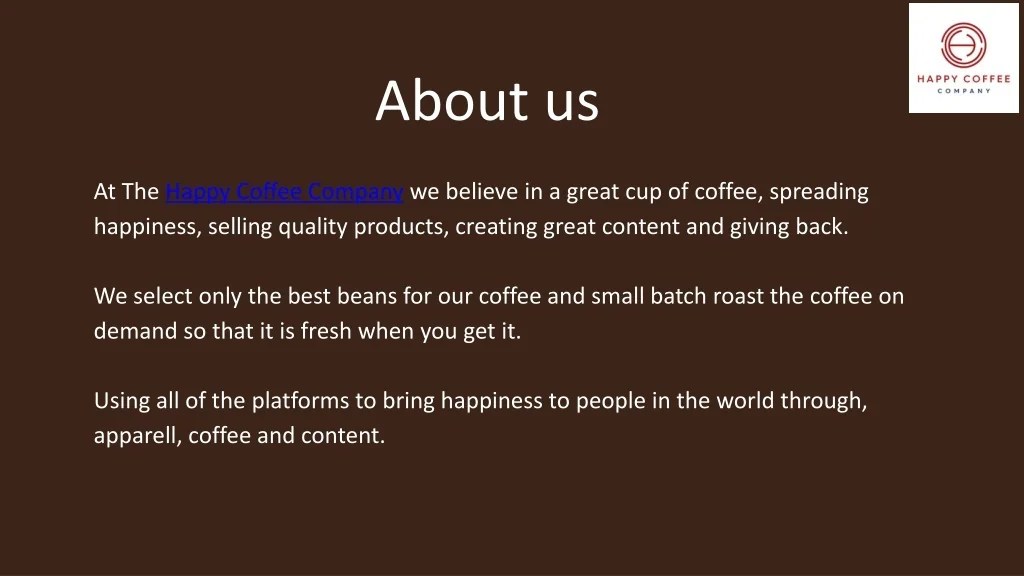 PPT Brewing Happiness The Happy Coffee Company's Journey to