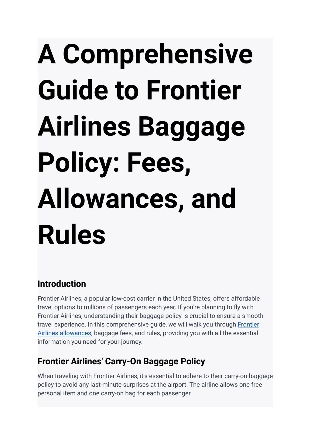 PPT A Comprehensive Guide to Frontier Airlines Baggage Policy_ Fees