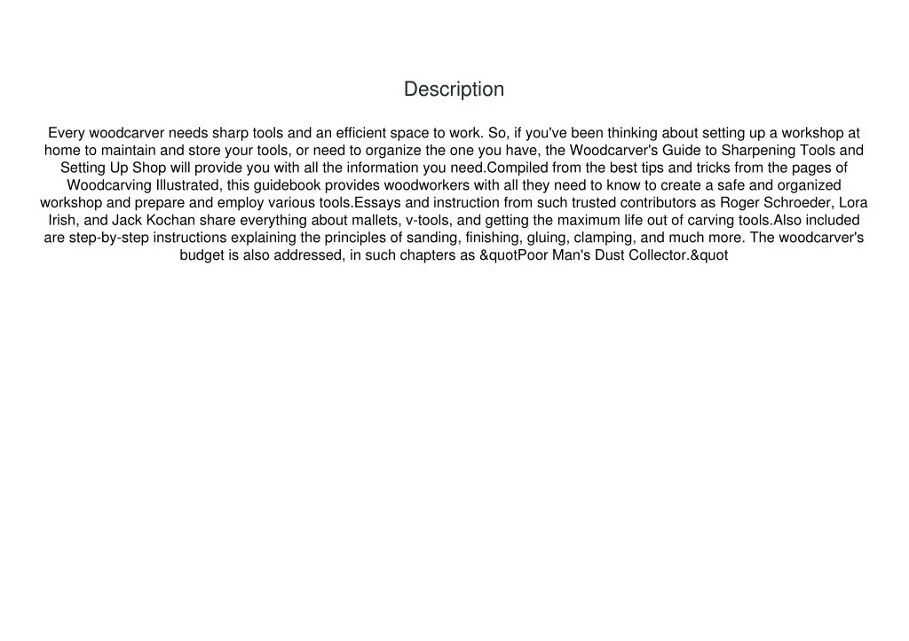 PPT PDF Woodcarver's Guide to Sharpening, Tools and Setting Up Shop