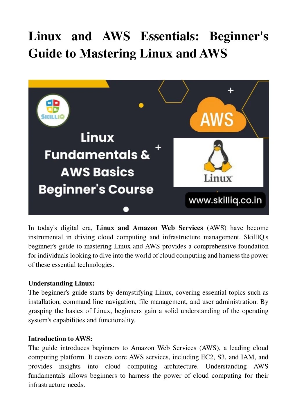 PPT Linux and AWS For Beginners Courses 2023 PowerPoint Presentation