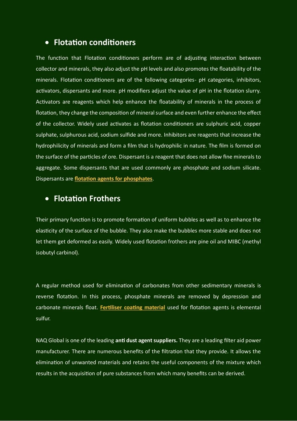 PPT Uses of Flotation Agents, and it’s Short Classification