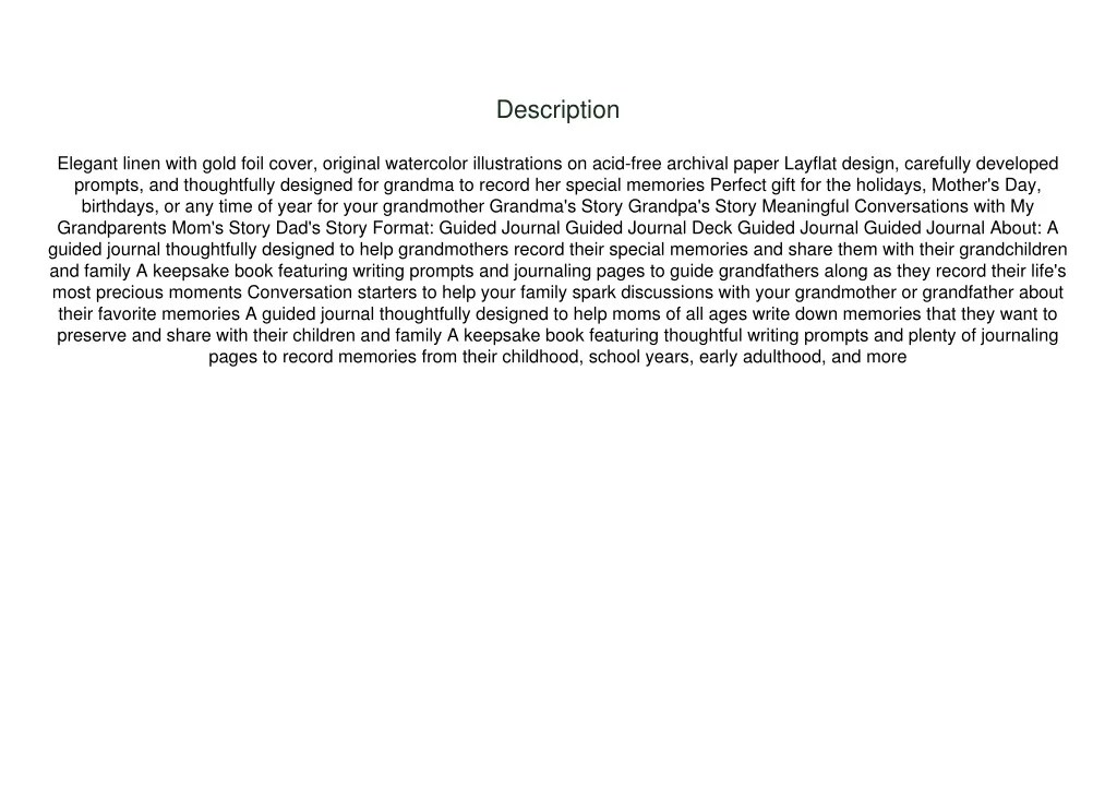 PPT [PDF] Grandma's Story A Memory and Keepsake Journal for My