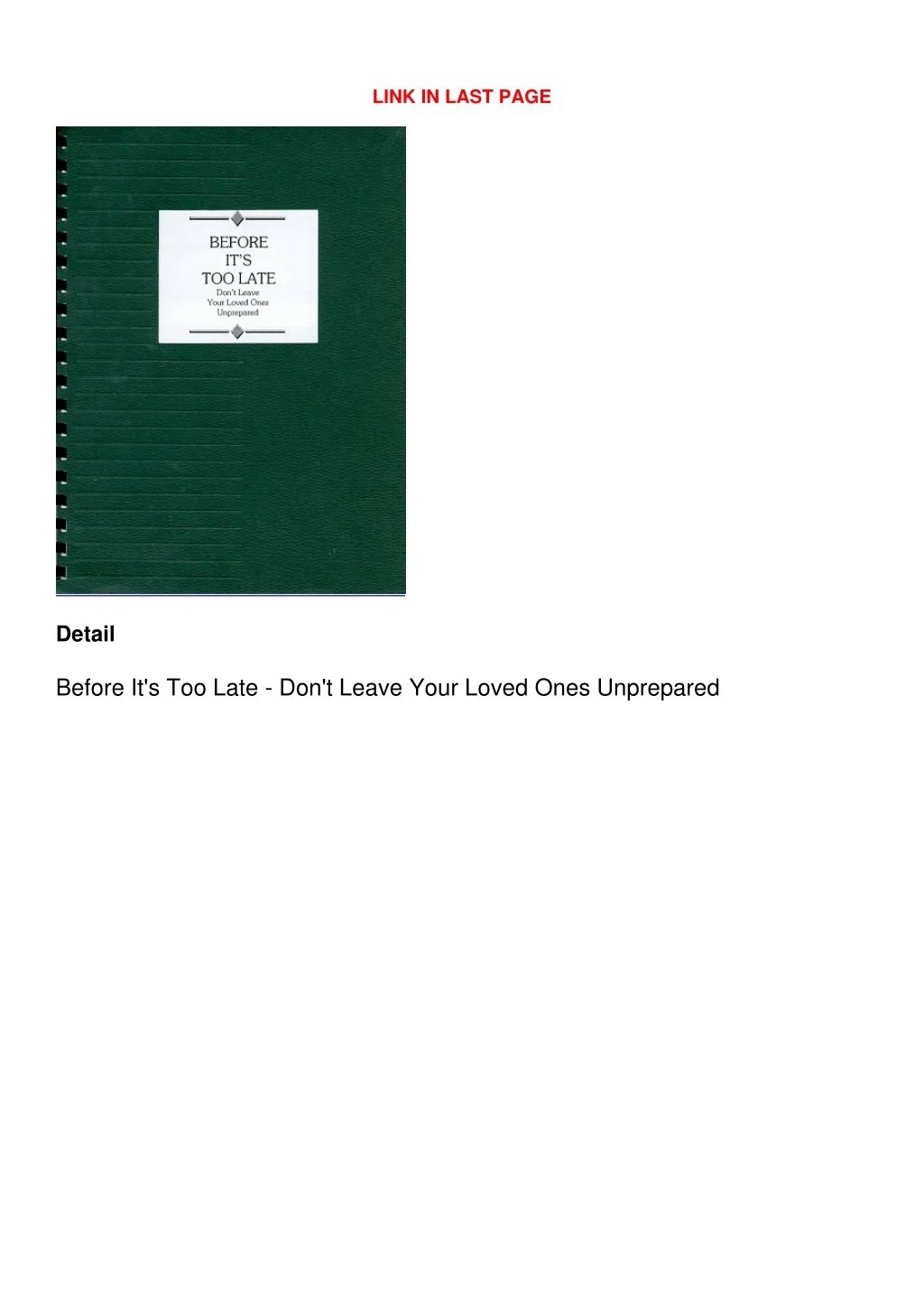 PPT PDF_ Before It's Too Late Don't Leave Your Loved Ones
