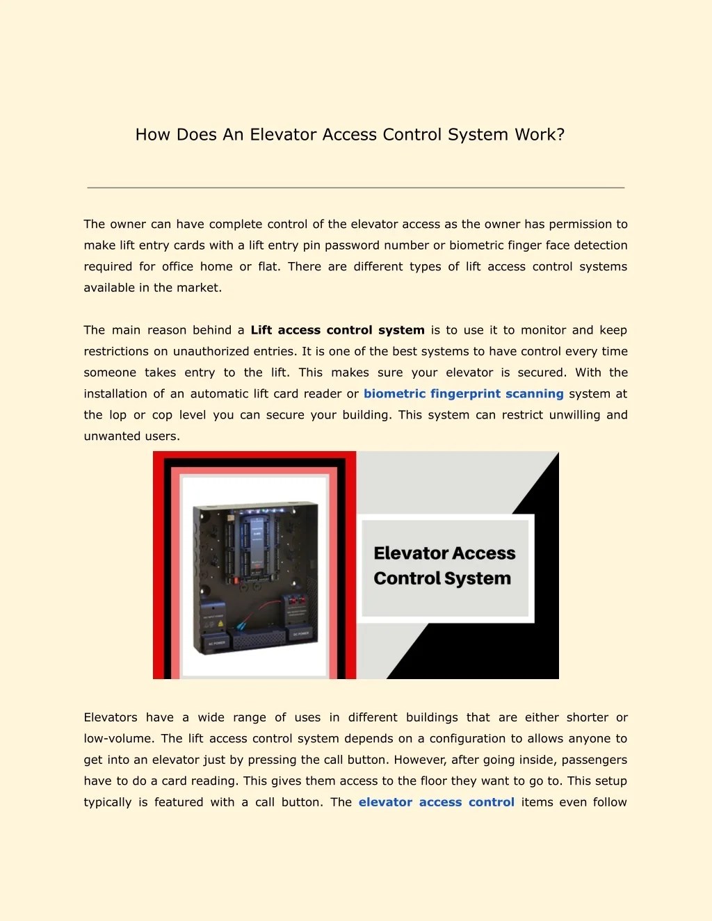 PPT How Does An Elevator Access Control System Work? PowerPoint