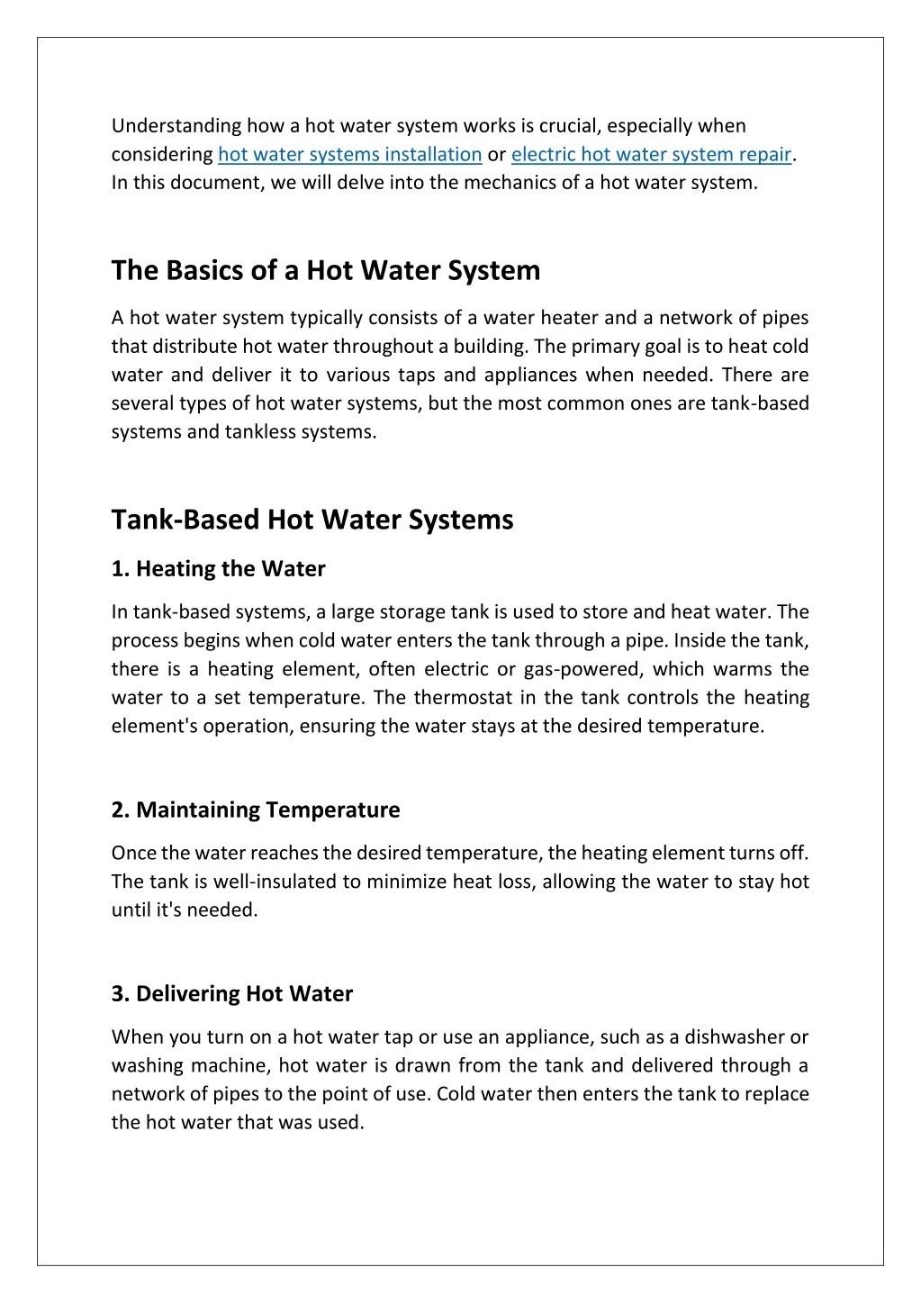 PPT How Does A Hot Water System Work PowerPoint Presentation, free