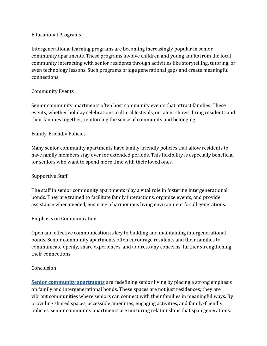 PPT Family and Intergenerational Bonds in Senior Community Apartments Strengthening