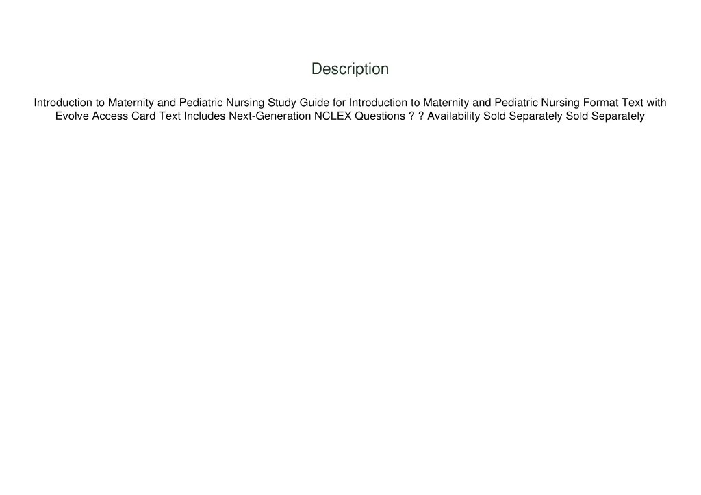 PPT (PDF) Introduction to Maternity and Pediatric Nursing Free