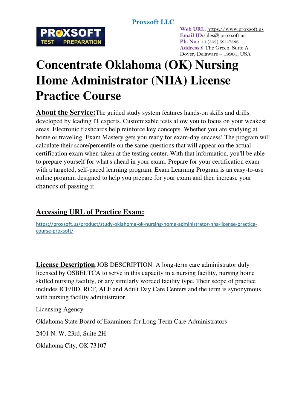 PPT Concentrate Oklahoma (OK) Nursing Home Administrator (NHA