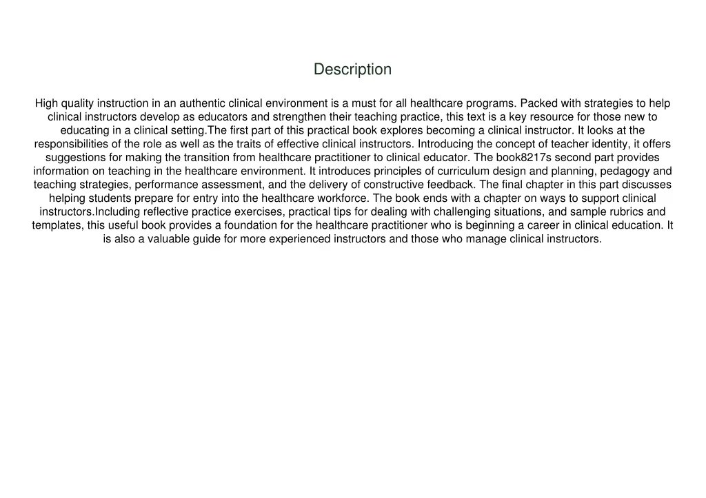 PPT (PDF) Strategies for Clinical Teaching in the Health Professions A Guide for In