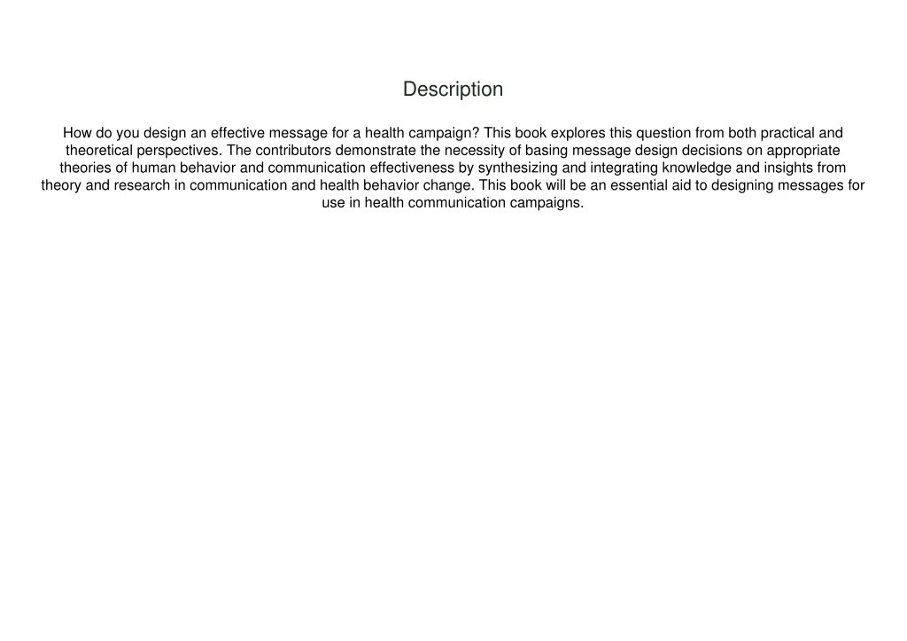 PPT (PDF) Designing Health Messages Approaches from Communication