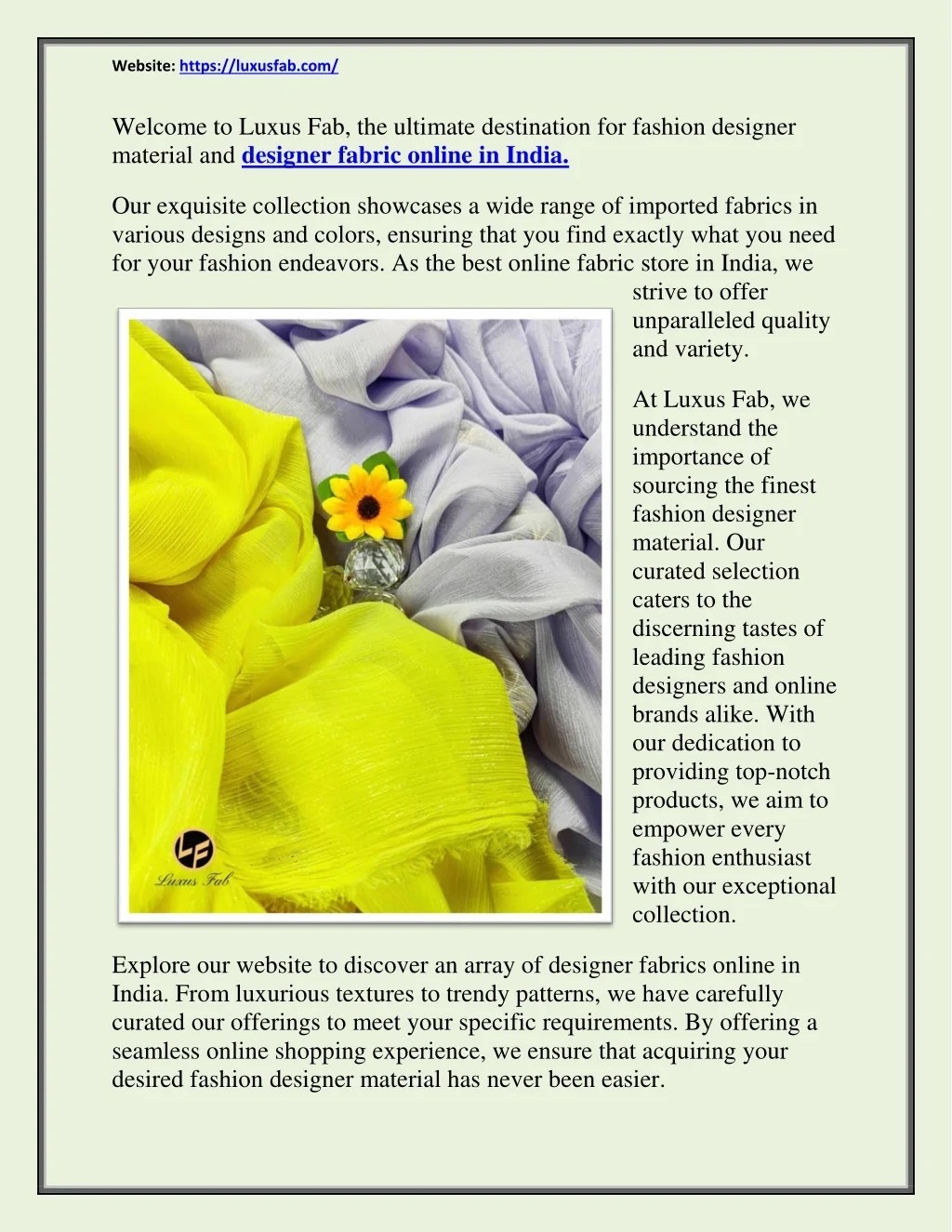 PPT Luxus Fab Fashion Designer Material Designer Fabric Online