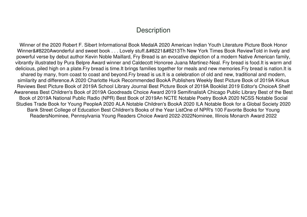 PPT [READ DOWNLOAD] Fry Bread A Native American Family Story