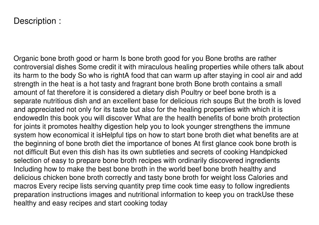 PPT Download Bone Broth Diet Easy Bone Broth Recipes to Protect Your