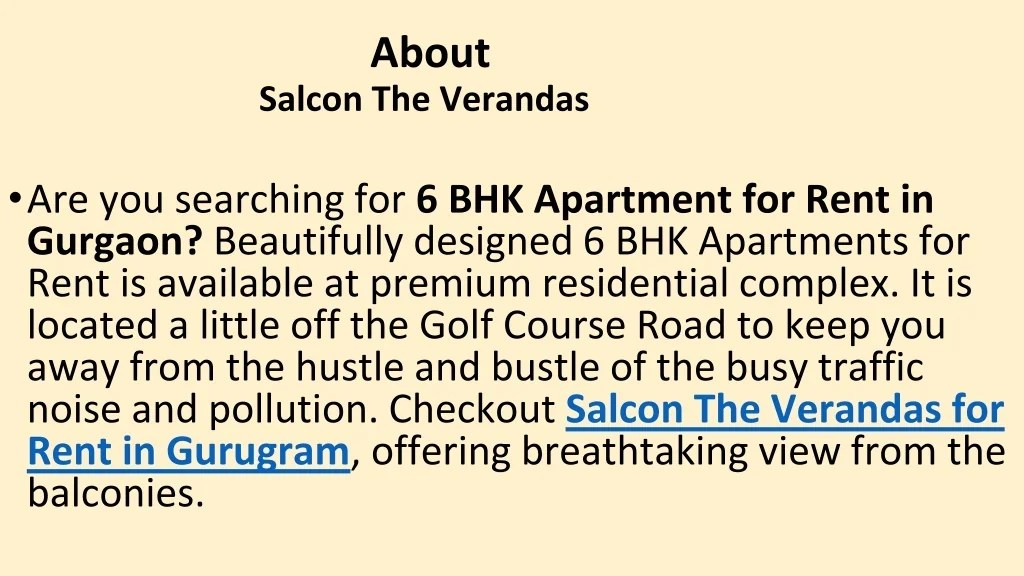 PPT 6 BHK Apartments in Gurugram Salcon The Verandas for Rent in