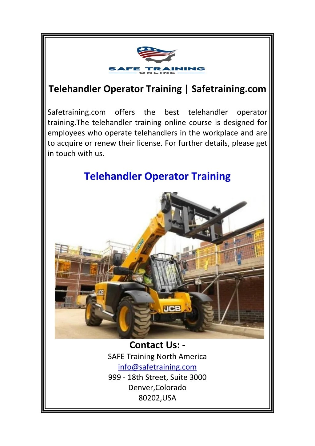 PPT Telehandler Operator Training PowerPoint