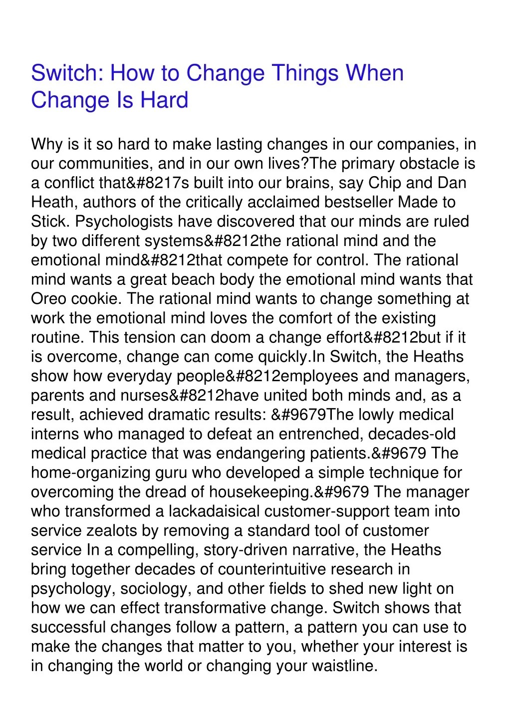 PPT Download Book [PDF] Switch How to Change Things When Change Is