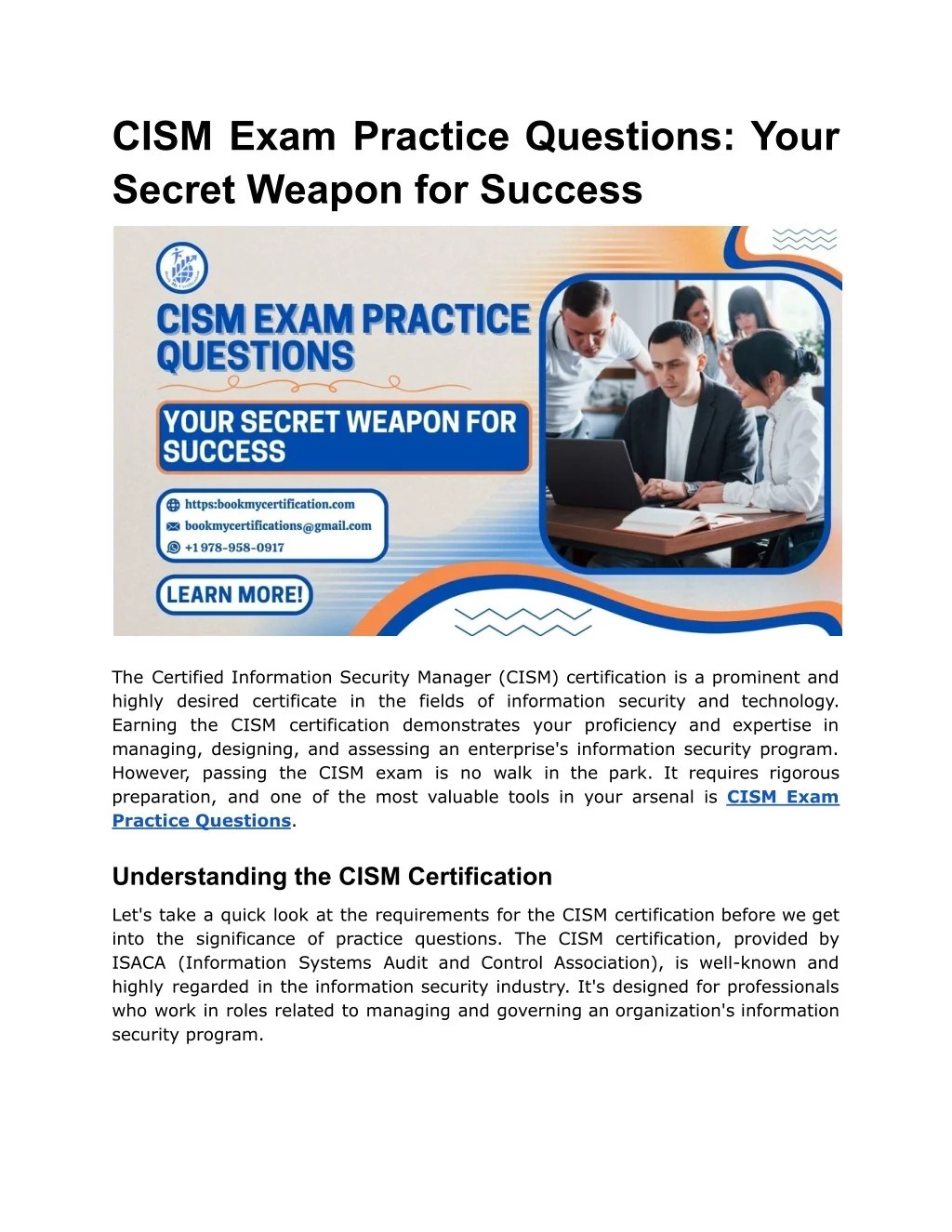 PPT CISM Exam Practice Questions_ Your Secret Weapon for Success