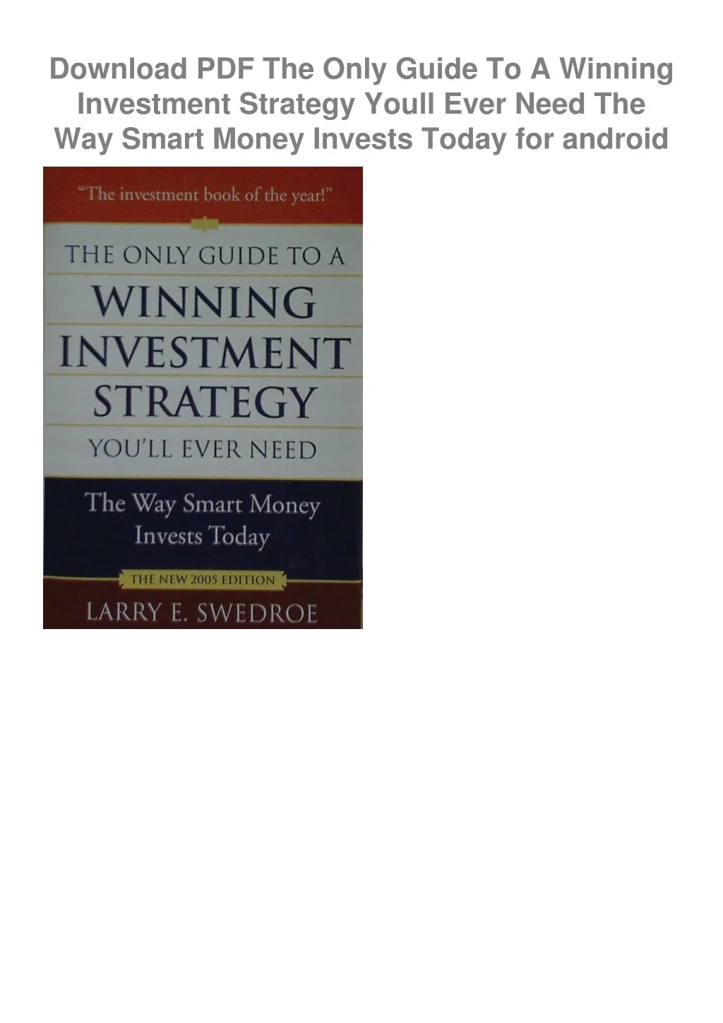 PPT Download PDF The Only Guide To A Winning Investment Strategy(03)