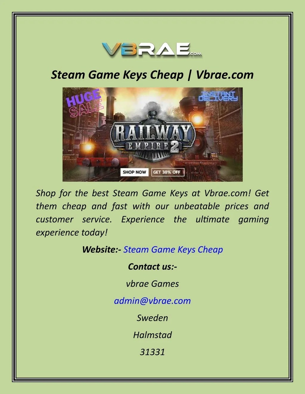 PPT Steam Game Keys Cheap Vbrae PowerPoint Presentation, free
