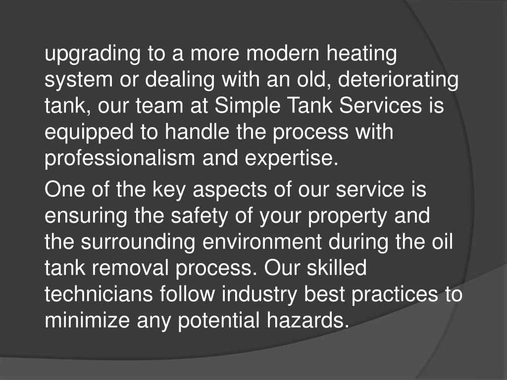 PPT Safe and Efficient Oil Tank Removal in Hillside with Simple Tank