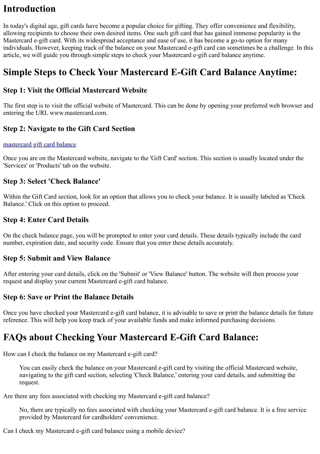 PPT Simple Steps to Check Your Mastercard EGift Card Balance Anytime