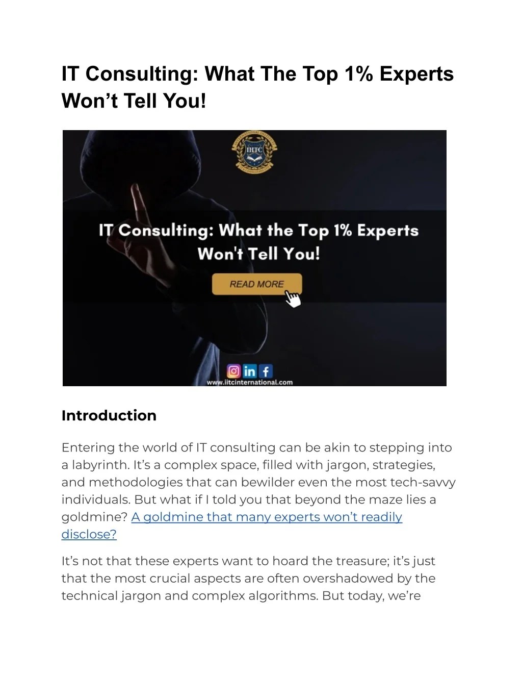 PPT IT Consulting_ What The Top 1 Experts Won’t Tell You PowerPoint