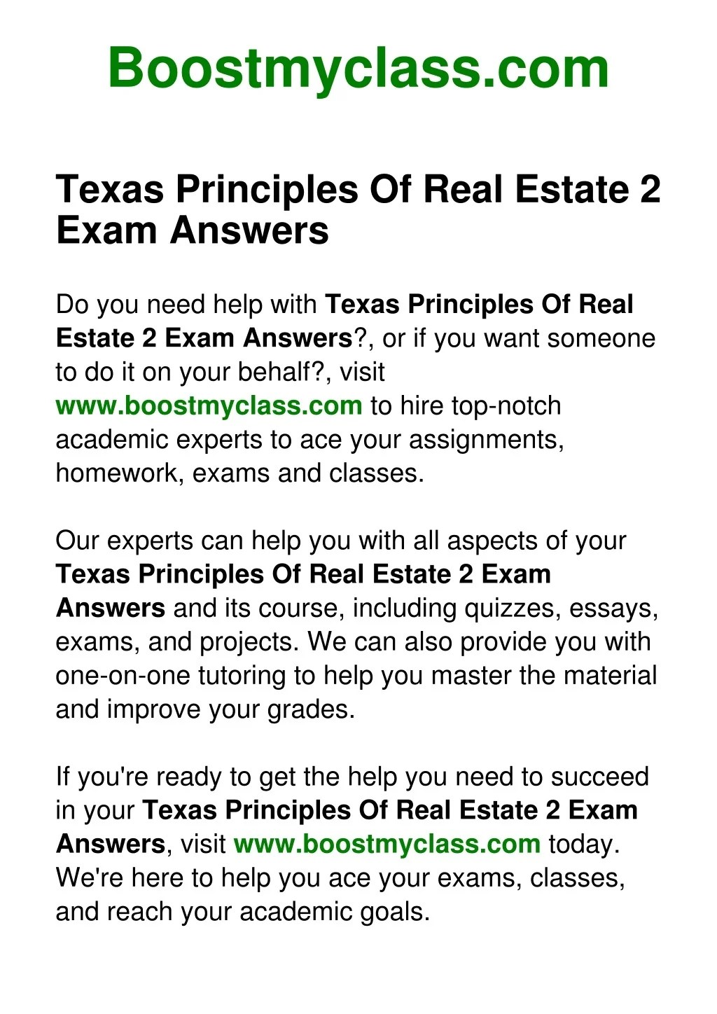 PPT Texas Principles Of Real Estate 2 Exam Answers PowerPoint